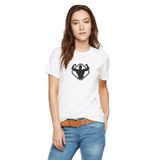 Qivi Silhouette Bodybuilding Baskılı Beyaz Kadın Örme Tshirt