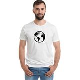 Qivi Silhouette Earth Icon Baskılı Beyaz Erkek T-shirt