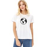 Qivi Silhouette Earth Icon Baskılı Beyaz Kadın Örme T-shirt