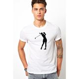 Qivi Silhouette Golf Baskılı Beyaz Erkek T-shirt