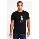 Qivi Silhouette Golf Baskılı Siyah Erkek Örme T-shirt