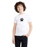 Qivi Silhouette Paw Baskılı Unisex Çocuk Beyaz T-shirt