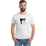 Qivi Silhouette Photography Baskılı Beyaz Erkek T-shirt