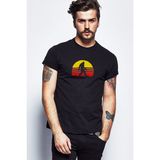 Qivi Silhouette Retro Sasquatch Goril Baskılı Siyah Erkek Örme T-shirt