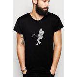 Qivi Silhouette Tennis Baskılı Siyah Erkek Örme T-shirt