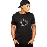 Qivi Silhouette Travel Globalization 2 Baskılı Siyah Erkek Örme T-shirt