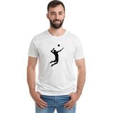 Qivi Silhouette Volleyball Baskılı Beyaz Erkek Örme T-shirt