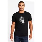 Qivi Skull Kızılderili Baskılı Siyah Örme Erkek T-shirt