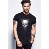 Qivi Skull Triangle Baskılı Siyah Örme Erkek T-shirt