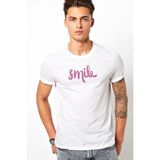 Qivi Smile Euclidean Microsoft Word Baskılı Beyaz Erkek Örme T-shirt