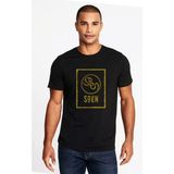 Qivi Soen Symbol Text Baskılı Siyah Örme Erkek T-shirt