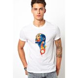 Qivi Sporcu Basketci Baskılı Beyaz Erkek Örme T-shirt