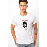 Qivi Stallone Hat Sylvester Stallone In Rambo Baskılı Beyaz Erkek Örme T-shirt