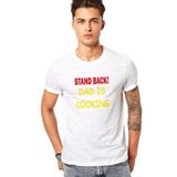 Qivi Stand Back Dad İs Cooking Baskılı Siyah Örme Erkek T-shirt