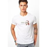 Qivi Stkrh72 Lady Gaga Baskılı Beyaz Erkek Örme T-shirt
