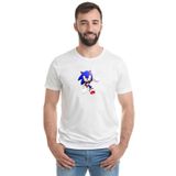 Qivi Süper Sonic Metal Rock Music Müzik Baskılı Beyaz Erkek Örme T-shirt