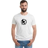Qivi Symbols District Mockingjay Vector By Trebory6 Baskılı Beyaz Erkek Örme T-shirt
