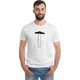 Qivi T Cetvel Baskılı Beyaz Erkek Örme T-shirt
