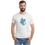 Qivi Tail Happy Happy Fairy Tail Baskılı Beyaz Erkek Örme T-shirt