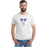 Qivi Take Me To The Ocean Gözlük Baskılı Beyaz Erkek Örme T-shirt