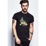 Qivi Tatto Legend Retro Baskılı Siyah Erkek Örme T-shirt