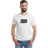 Qivi Teen Wolf Logo Baskılı Beyaz Erkek Örme T-shirt