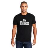 Qivi The Boss Baskılı Siyah Erkek Örme T-shirt