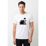Qivi The Perfect Drummer Metal Rock Music Baskılı Beyaz Erkek Örme T-shirt