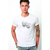 Qivi Tiyatro Baskılı Beyaz Erkek Örme T-shirt