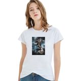 Qivi Tomb Raider Lara Croft Baskılı Beyaz Örme Kadın T-shirt