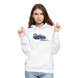 Qivi Toyota Blue Supra Baskılı Beyaz Kadın Örme Kapşonlu Sweatshirt Uzun Kol BGA1046-KDNKP, XS