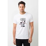 Qivi Tsubasa Oozora Baskılı Beyaz Erkek Örme T-shirt