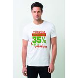 Qivi Türküm Doğruyum Karşıyakalıyım Izmir 35,5 Baskılı Beyaz Erkek Örme T-shirt