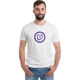 Qivi Twitch Logo Baskılı Beyaz Erkek Örme T-shirt