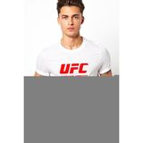 Qivi Ufc Logo Baskılı Beyaz Erkek Örme T-shirt