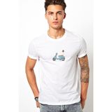 Qivi Vespa Lexington Baskılı Beyaz Erkek Örme T-shirt