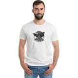 Qivi Viking Mitolojisi Odin Raven Baskılı Beyaz Erkek Örme T-shirt