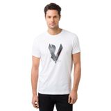 Qivi Vikings Amblem Logo Baskılı Beyaz Erkek Örme T-shirt