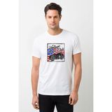 Qivi Vintage Motorcycle Baskılı Beyaz Erkek Örme T-shirt