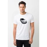 Qivi Vw Golf R Baskılı Beyaz Erkek Örme T-shirt
