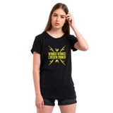 Qivi Winner Ak 47 Baskılı Siyah Kadın T-shirt