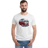 Qivi Wv Wosvos Karavan Minibüs Baskılı Beyaz Erkek Örme T-shirt
