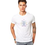 Qivi Yoga Çakra Person Meditating Baskılı Beyaz Erkek Örme T-shirt