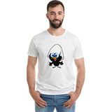 Qivi Yumurtadan Çıkan Şaşkın Kuş Baskılı Beyaz Erkek Örme T-shirt