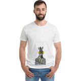 Qivi Zebra Potikare Zebra Ceket ve Güneş Baskılı Beyaz Erkek Örme Tshirt - XS