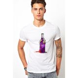 Qivi Zombıe Mor Şise Baskılı Beyaz Erkek Örme Tshirt - XS
