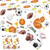 QIYANPAX 3'lü Paket Spor Doğum Günü Partisi Süslemeleri Spor Masa Örtüsü Futbol Basketbol Beyzbol Futbol Masa Örtüleri Tüm Yıldız Sporları Temalı Parti Süslemeleri için, 130 x 250 cm