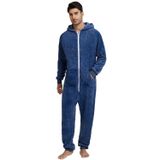 QIYUANT Erkek Kapüşonlu Tulum Yetişkin Tulum Sıcak Kabarık Yumuşak Tek Parça Hepsi Bir Arada Pijama Fermuarlı Genel Kış Gecelik Loungewear Sleepsuits