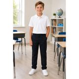 Qkk Çocuk Unisex Beyaz Kısa Kollu Polo Yaka Okul Tişörtü %100 Pamuk Lakos Kumaş - 8 - 10 Yaş