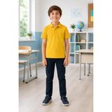 Qkk Çocuk Unisex Hardal Kısa Kollu Polo Yaka Okul Tişörtü %100 Pamuk Lakos Kumaş - 6 - 8 Yaş